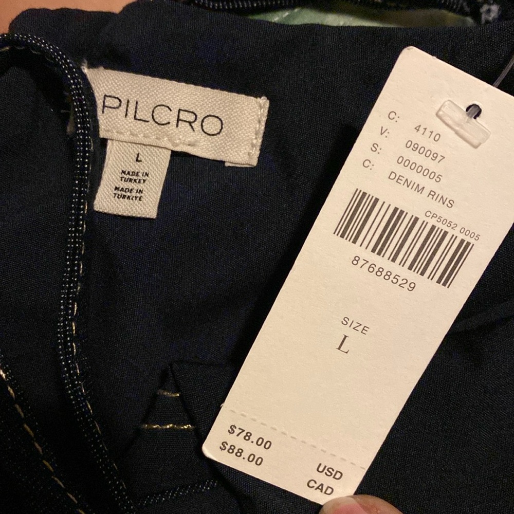 NWT Pilcro lace up denim apron tank